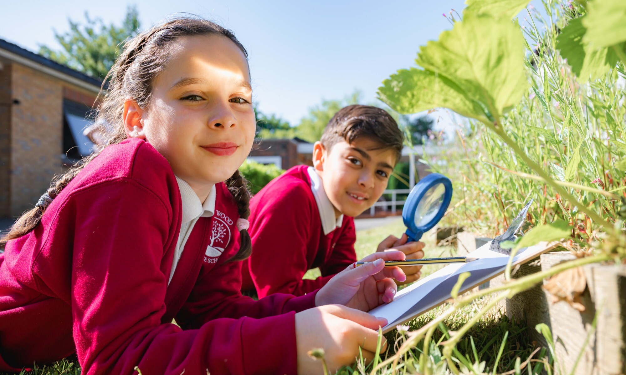 Great Learners Trust pupils doing research outside